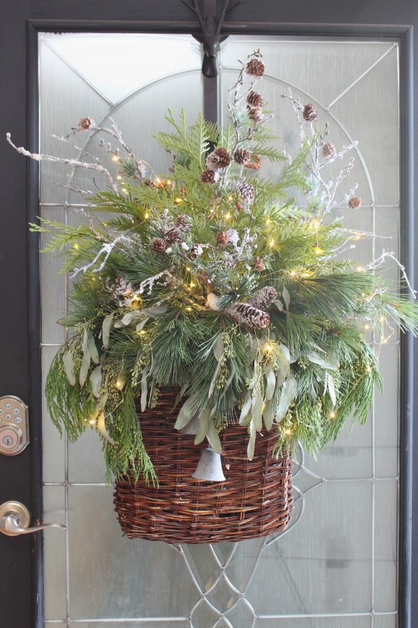Fresh Greenery Christmas Basket Wreath Clean and Scentsible