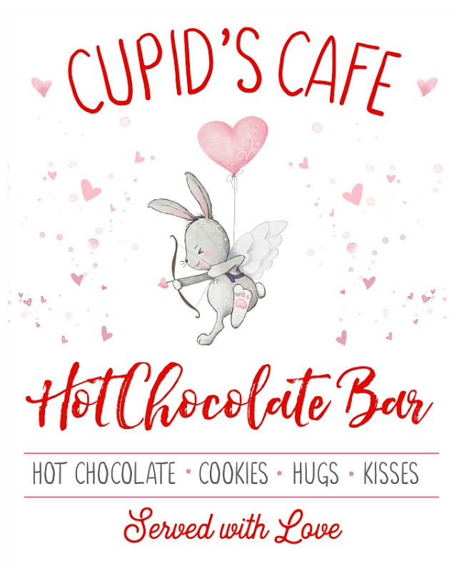 Cupid's Cafe free Valentine's Day printable.