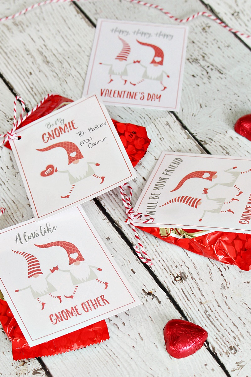 Valentine's Day gnome tags for Valentine's Day treats.