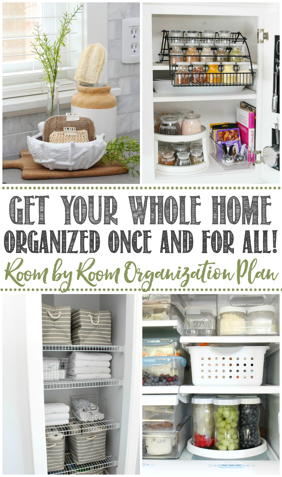 Collage of home organization projects.