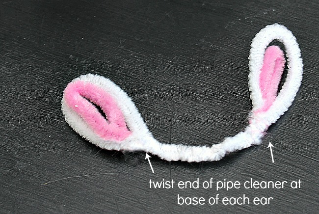 Pipe cleaner Easter bunny ears for Easter bunny donut holes.
