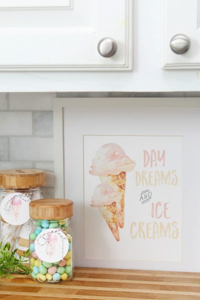 Day Dreams and Ice Creams summer printable with ice cream toppings.