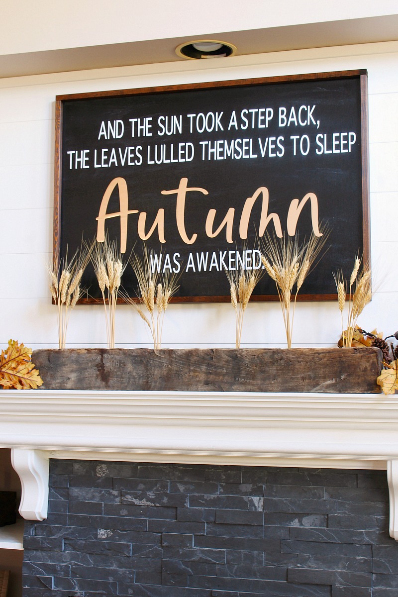 DIY fall sign using canvas and 1x2s.