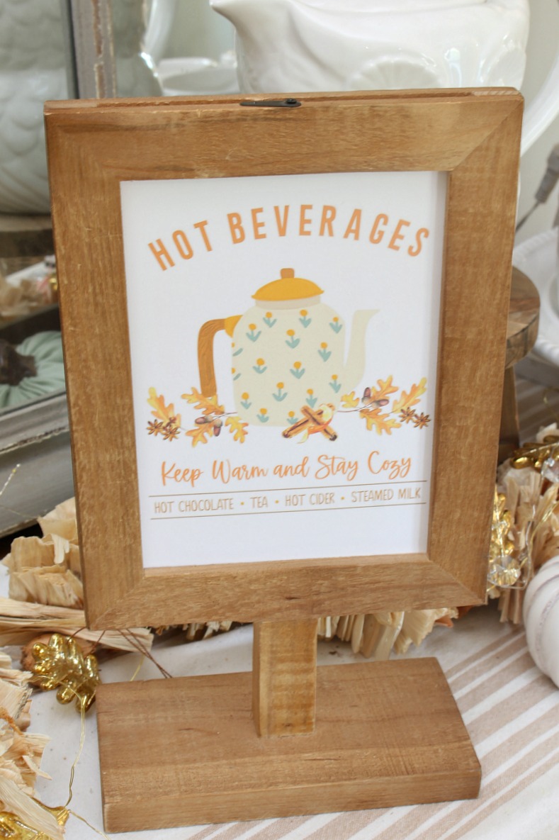 Hot Beverages Fall Printable in w wood frame.