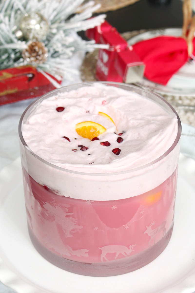 Christmas sherbet punch in a glass bowl.