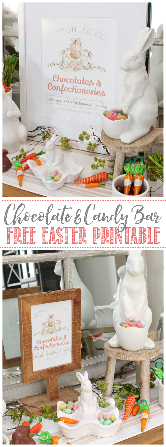 Chocolates and Confectioneries free Easter printable with Easter bunnies.