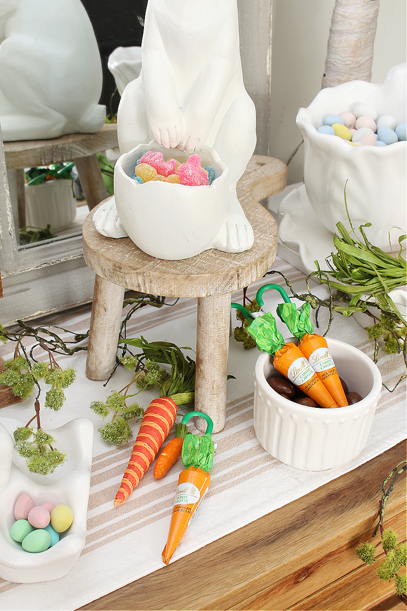 Easter candy bar with chocolates and candies.