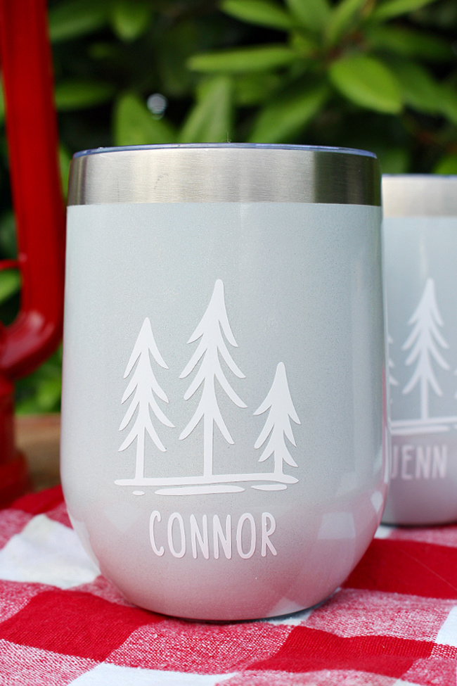 Personalized camping tumblers.