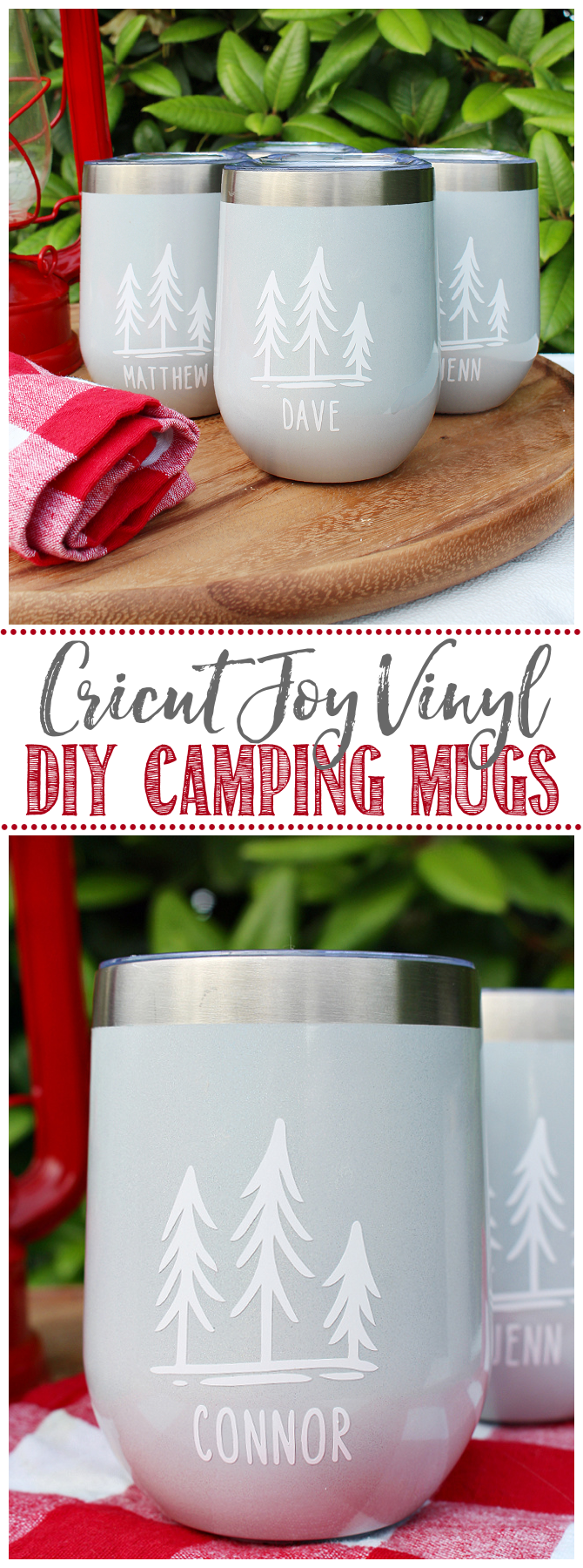 DIY camping mugs using Cricut Joy.