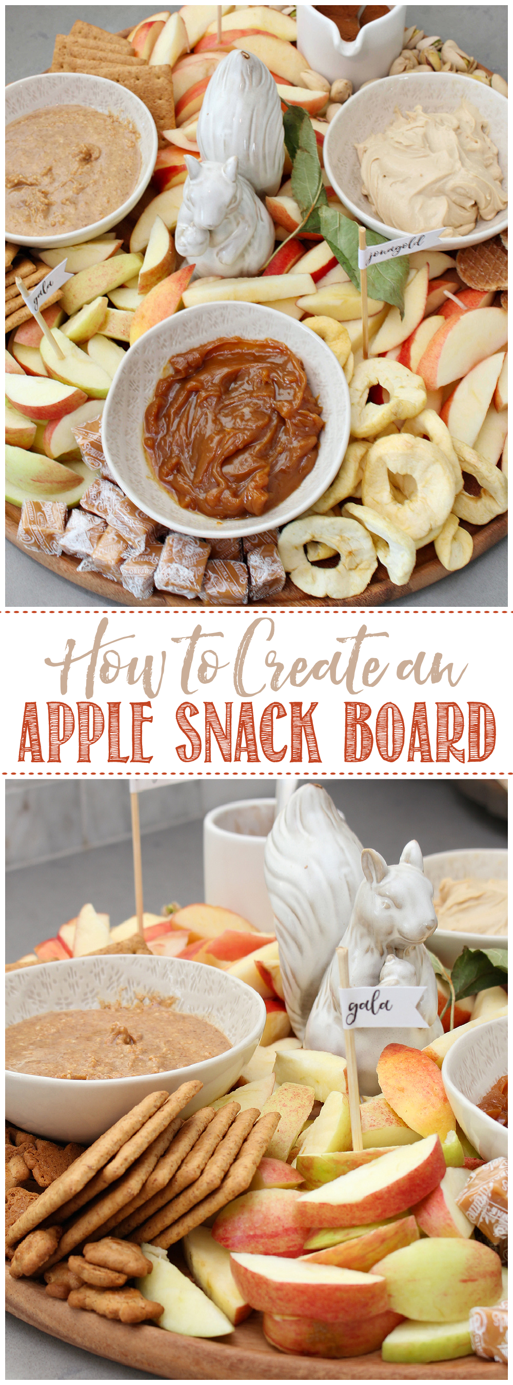 Delicious apple snack board charcuterie.