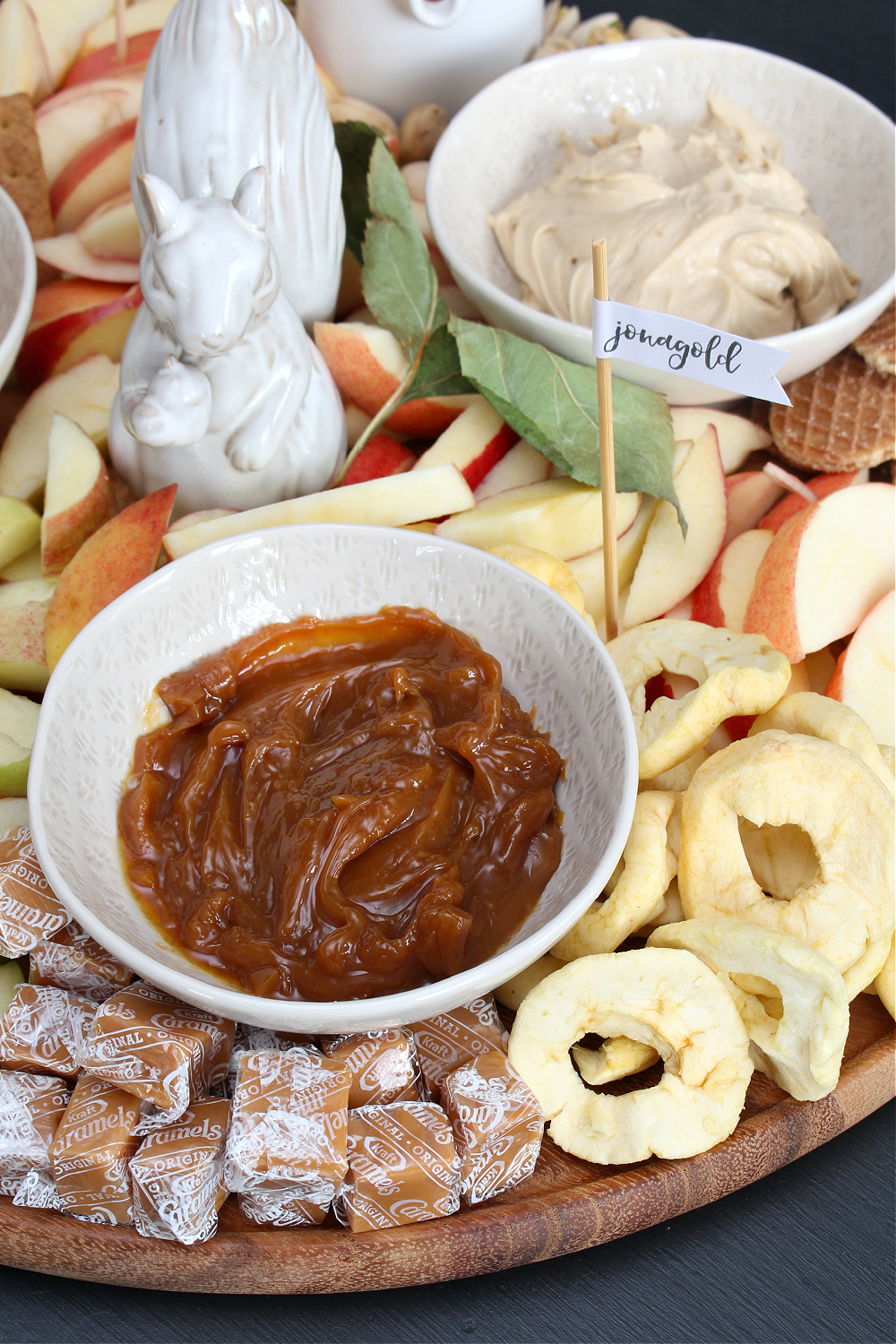 Delicious apple snack board charcuterie.