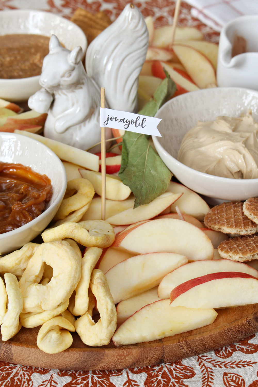 Delicious apple snack board charcuterie.