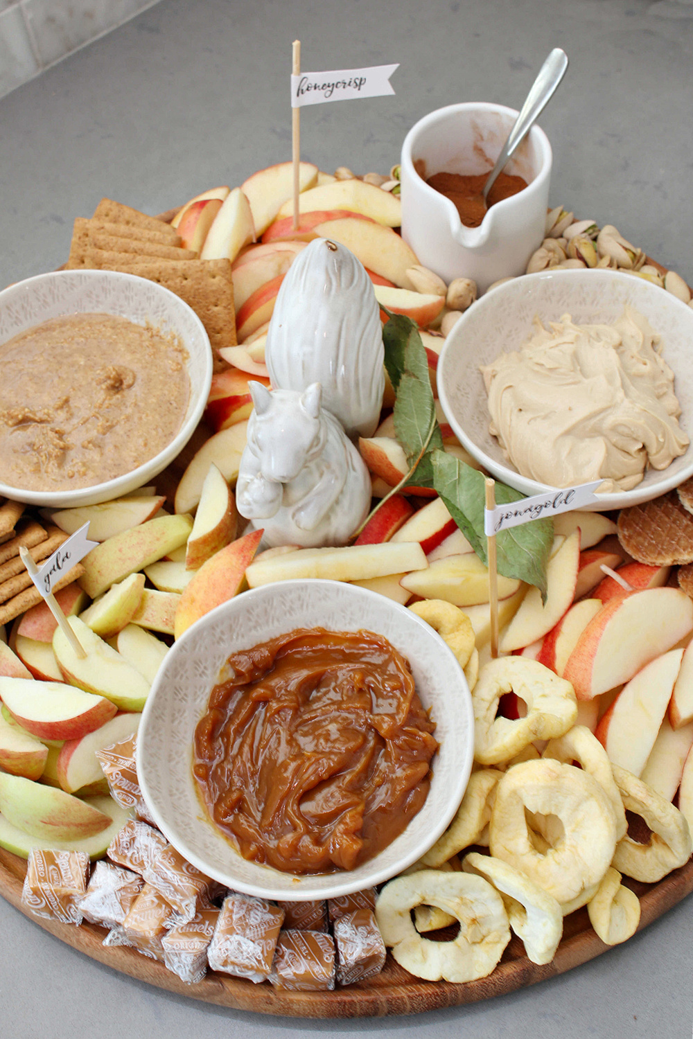 Delicious apple snack board charcuterie.