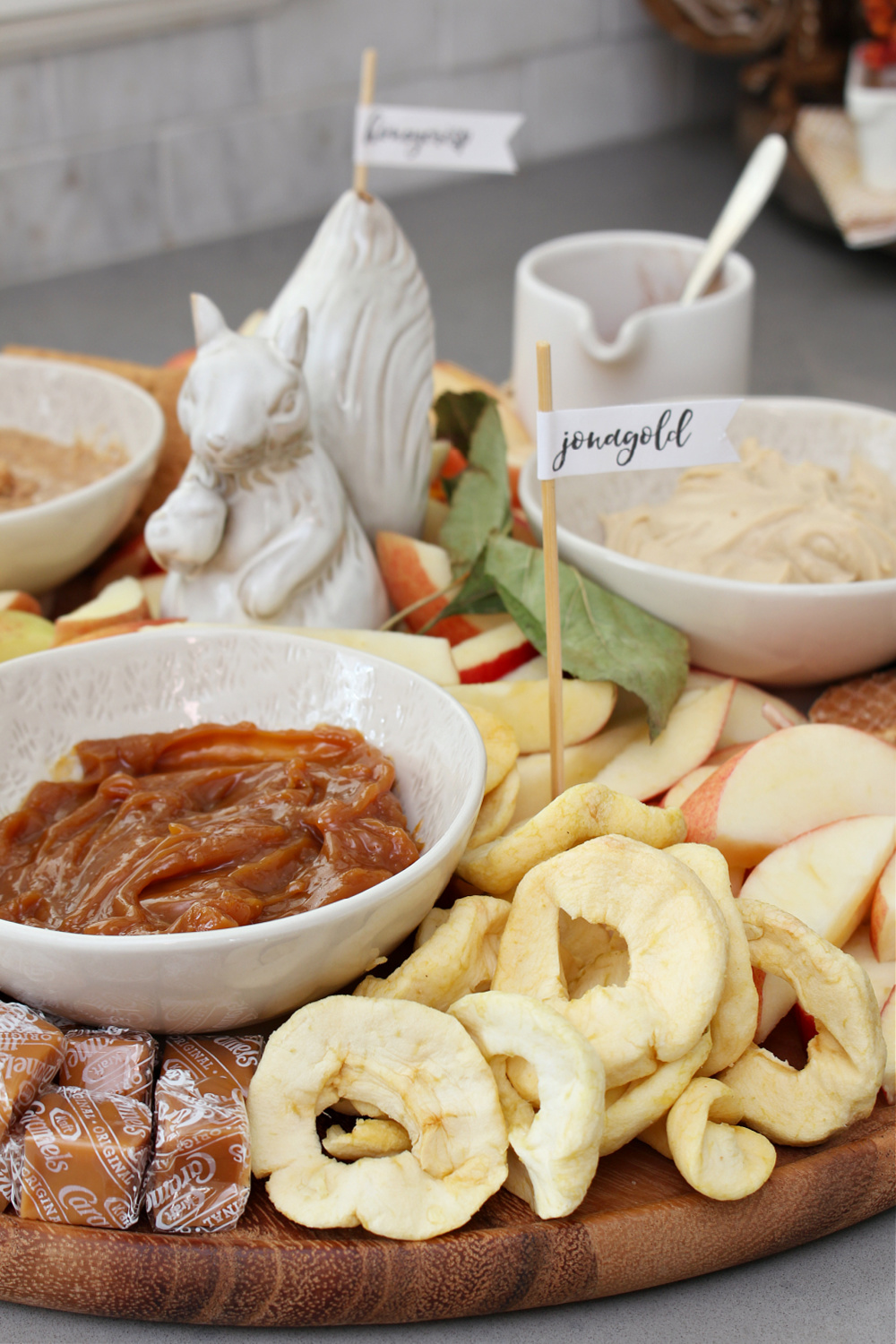 Delicious apple snack board charcuterie.