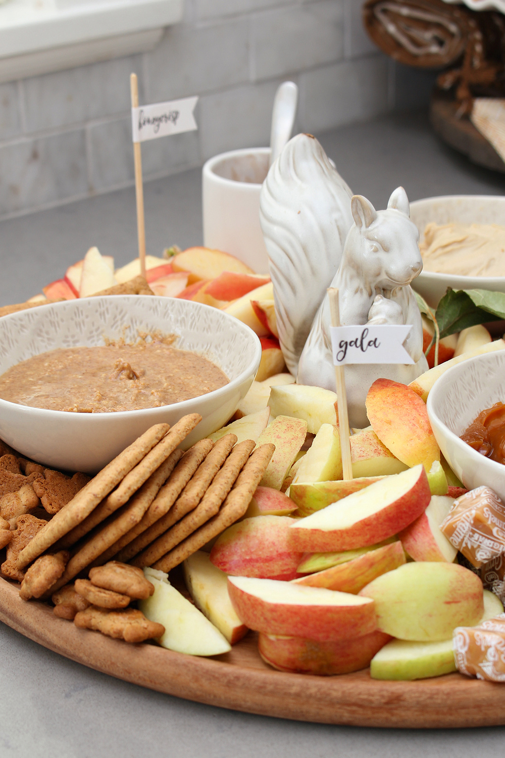 Delicious apple snack board charcuterie.