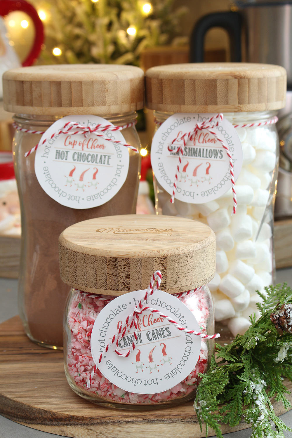 Hot chocolate bar labels with free printable gnome hot chocolate bar labels.