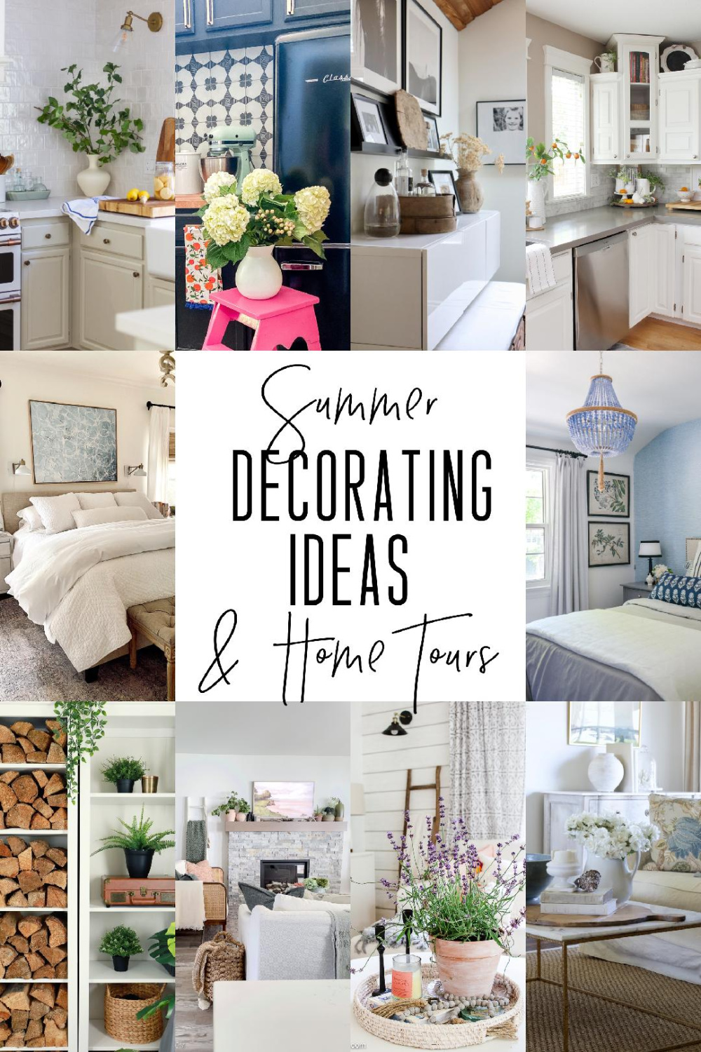 Collage of summer decoration ideas.