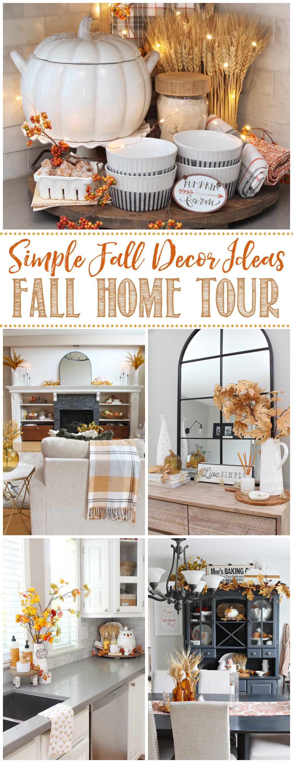 Collage of fall home decorating ideas.