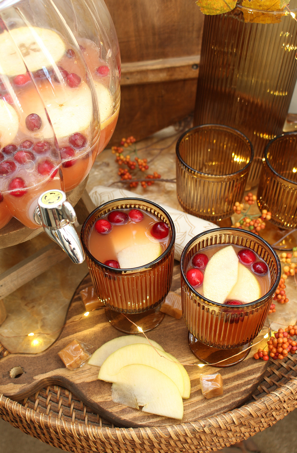 Apple Cider Fall Punch in an amber glass.